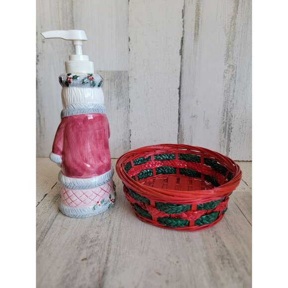 Santa Claus‎ soap dispenser Xmas basket home decor set - Picture 4 of 7